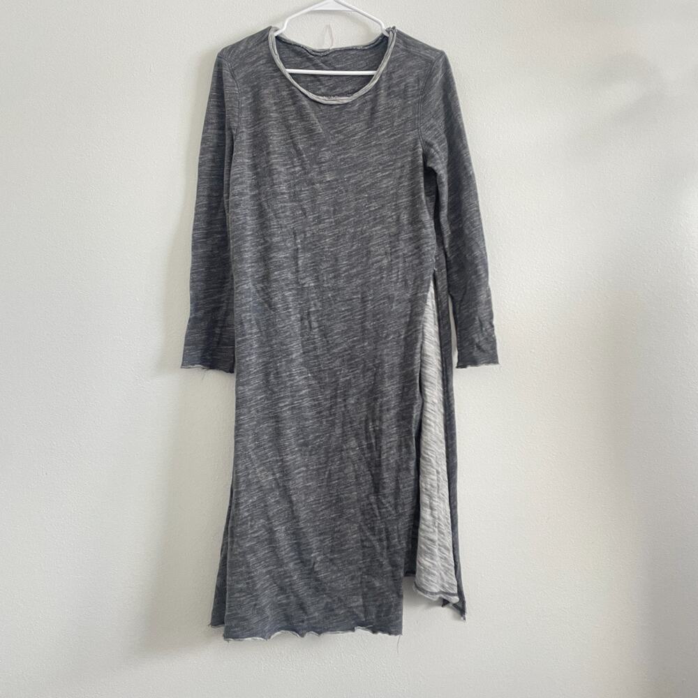 Free People Top Women Charcoal To The Max Long Tunic Side Slit Boho Lagenlook